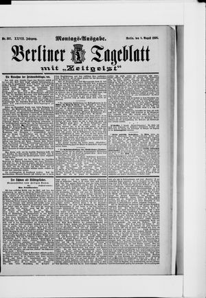 Berliner Tageblatt und Handels-Zeitung vom 08.08.1898