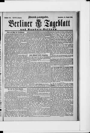 Berliner Tageblatt und Handels-Zeitung vom 20.08.1898