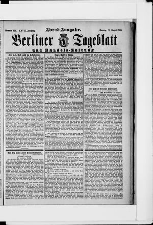 Berliner Tageblatt und Handels-Zeitung vom 22.08.1898