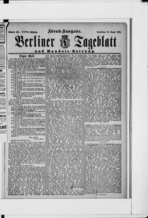Berliner Tageblatt und Handels-Zeitung on Aug 25, 1898