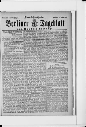 Berliner Tageblatt und Handels-Zeitung on Aug 27, 1898