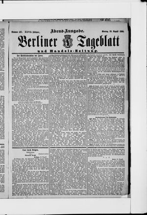 Berliner Tageblatt und Handels-Zeitung vom 29.08.1898