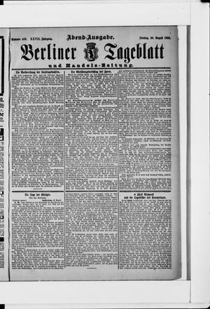 Berliner Tageblatt und Handels-Zeitung on Aug 30, 1898
