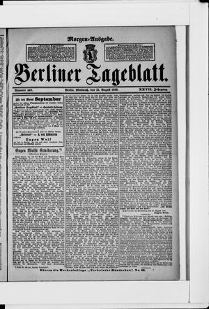 Berliner Tageblatt und Handels-Zeitung vom 31.08.1898