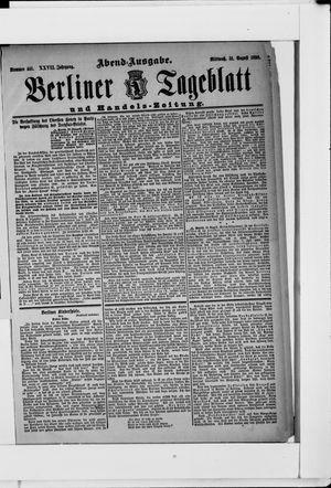Berliner Tageblatt und Handels-Zeitung vom 31.08.1898