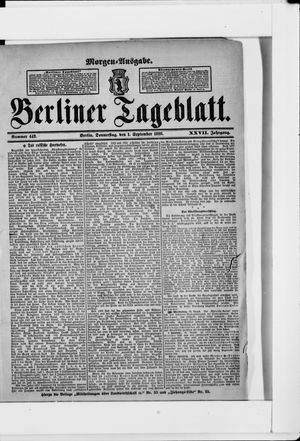 Berliner Tageblatt und Handels-Zeitung on Sep 1, 1898