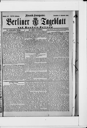 Berliner Tageblatt und Handels-Zeitung on Sep 3, 1898