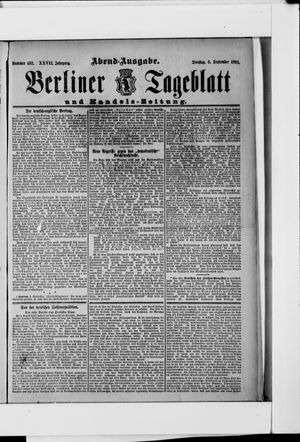 Berliner Tageblatt und Handels-Zeitung on Sep 6, 1898