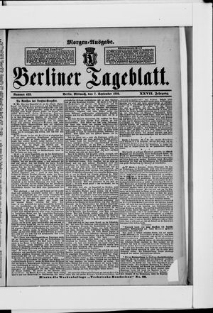 Berliner Tageblatt und Handels-Zeitung vom 07.09.1898