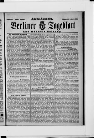 Berliner Tageblatt und Handels-Zeitung vom 13.09.1898