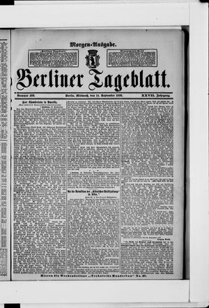 Berliner Tageblatt und Handels-Zeitung on Sep 14, 1898