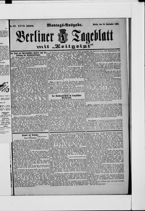 Berliner Tageblatt und Handels-Zeitung vom 19.09.1898