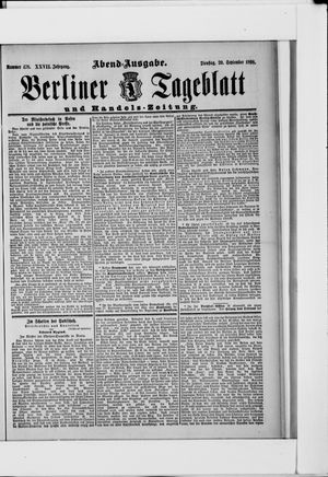 Berliner Tageblatt und Handels-Zeitung on Sep 20, 1898
