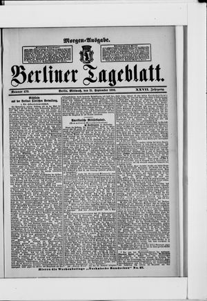 Berliner Tageblatt und Handels-Zeitung vom 21.09.1898