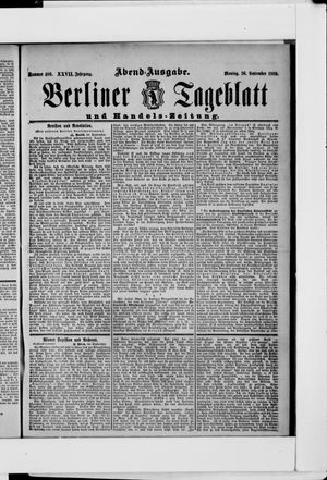 Berliner Tageblatt und Handels-Zeitung vom 26.09.1898