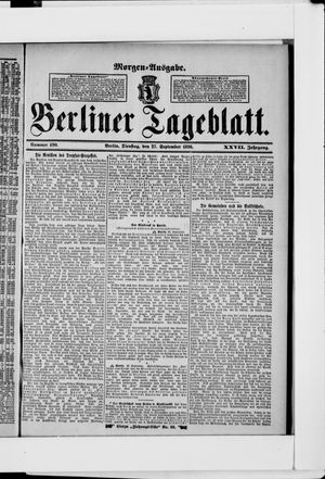 Berliner Tageblatt und Handels-Zeitung on Sep 26, 1898