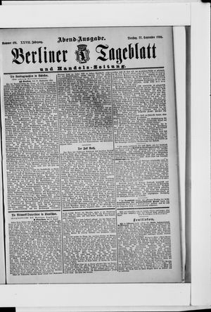 Berliner Tageblatt und Handels-Zeitung on Sep 27, 1898