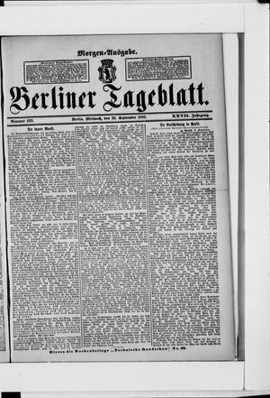 Berliner Tageblatt und Handels-Zeitung on Sep 28, 1898