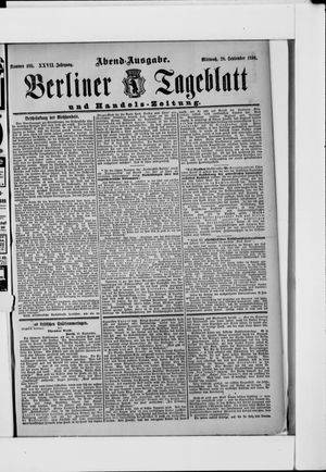Berliner Tageblatt und Handels-Zeitung on Sep 28, 1898