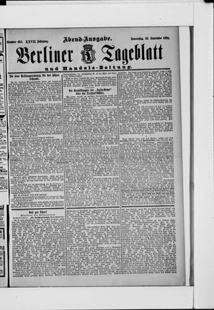 Berliner Tageblatt und Handels-Zeitung vom 29.09.1898