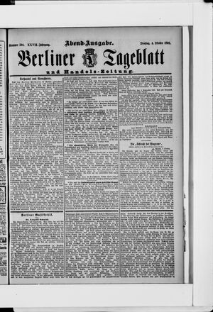 Berliner Tageblatt und Handels-Zeitung on Oct 4, 1898