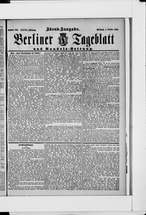 Berliner Tageblatt und Handels-Zeitung vom 05.10.1898