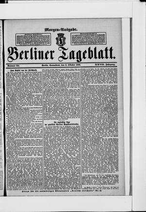 Berliner Tageblatt und Handels-Zeitung vom 08.10.1898