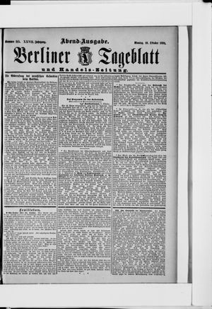 Berliner Tageblatt und Handels-Zeitung vom 10.10.1898