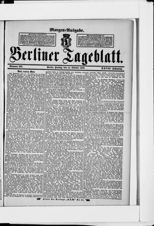 Berliner Tageblatt und Handels-Zeitung vom 14.10.1898