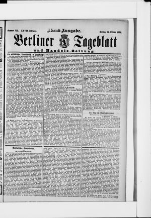 Berliner Tageblatt und Handels-Zeitung vom 14.10.1898