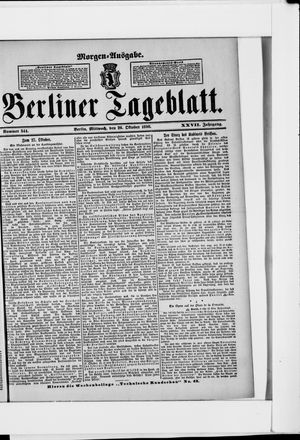 Berliner Tageblatt und Handels-Zeitung on Oct 26, 1898