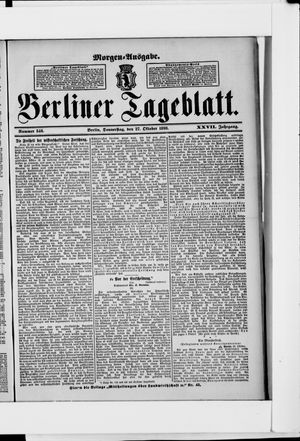 Berliner Tageblatt und Handels-Zeitung vom 27.10.1898