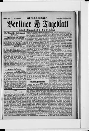 Berliner Tageblatt und Handels-Zeitung vom 27.10.1898