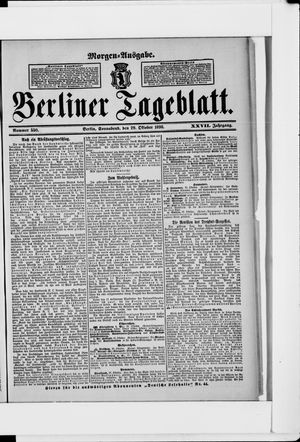 Berliner Tageblatt und Handels-Zeitung vom 29.10.1898