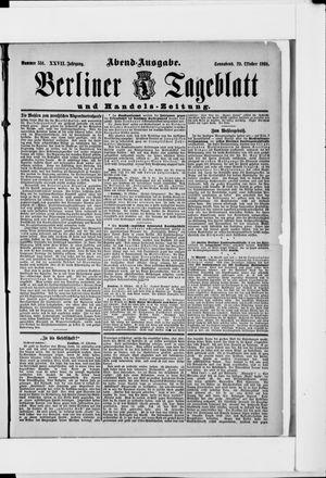 Berliner Tageblatt und Handels-Zeitung vom 29.10.1898