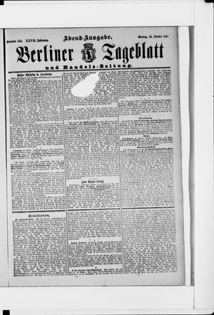 Berliner Tageblatt und Handels-Zeitung vom 31.10.1898