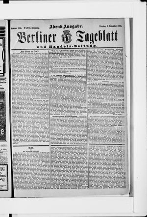 Berliner Tageblatt und Handels-Zeitung vom 01.11.1898