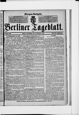 Berliner Tageblatt und Handels-Zeitung vom 03.11.1898