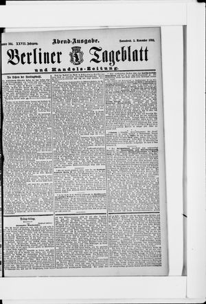 Berliner Tageblatt und Handels-Zeitung vom 05.11.1898