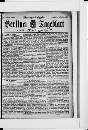 Berliner Tageblatt und Handels-Zeitung on Nov 7, 1898