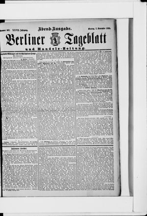 Berliner Tageblatt und Handels-Zeitung on Nov 7, 1898