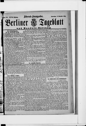 Berliner Tageblatt und Handels-Zeitung on Nov 17, 1898