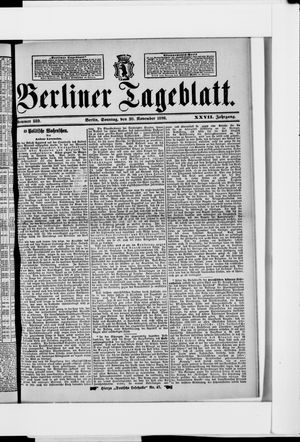 Berliner Tageblatt und Handels-Zeitung vom 20.11.1898