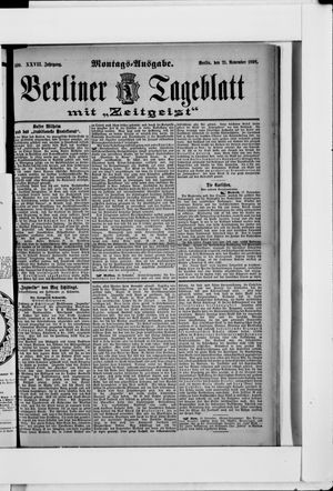 Berliner Tageblatt und Handels-Zeitung on Nov 21, 1898