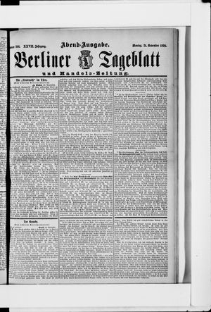 Berliner Tageblatt und Handels-Zeitung on Nov 21, 1898