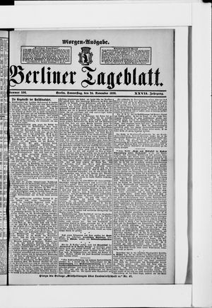 Berliner Tageblatt und Handels-Zeitung vom 24.11.1898
