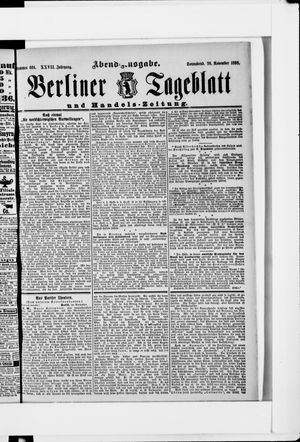 Berliner Tageblatt und Handels-Zeitung vom 26.11.1898
