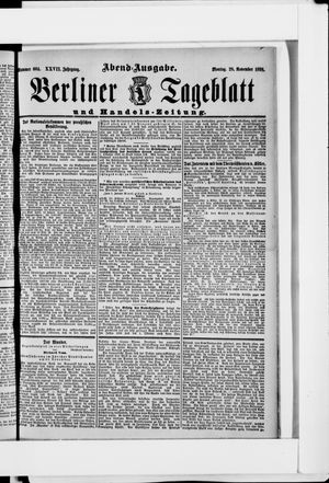 Berliner Tageblatt und Handels-Zeitung on Nov 28, 1898