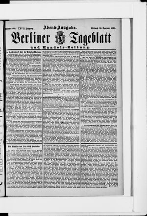 Berliner Tageblatt und Handels-Zeitung vom 30.11.1898