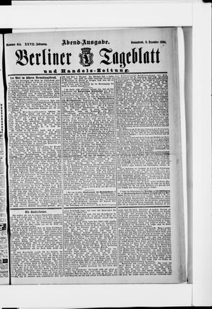 Berliner Tageblatt und Handels-Zeitung on Dec 3, 1898